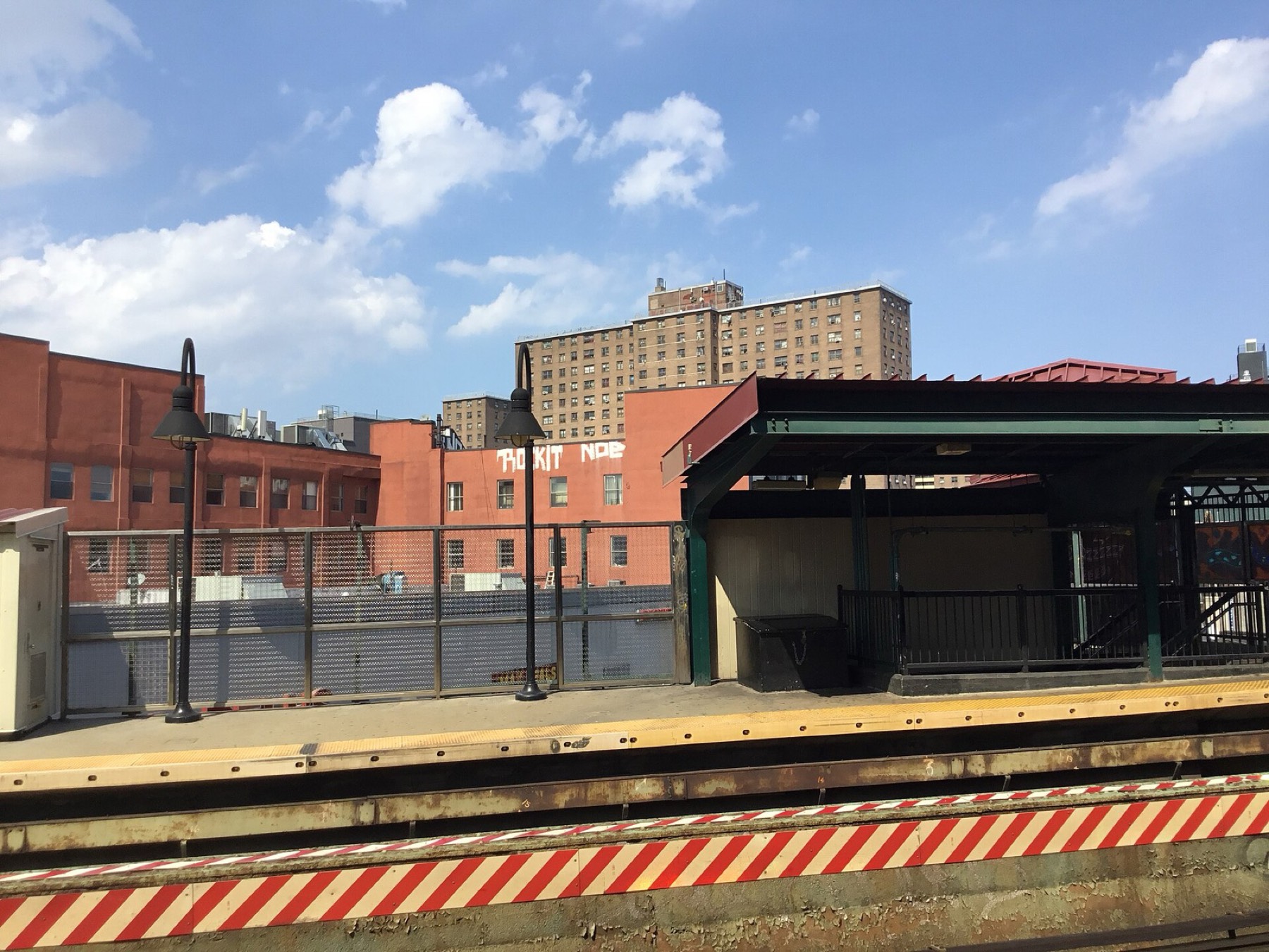 The view over Bushwick rooftops from the Flushing Avenue J and M platform
